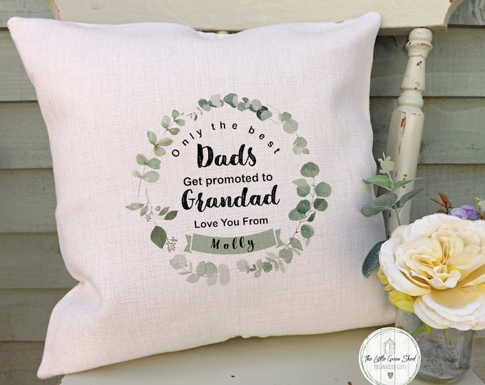 Personalised Grandad Cushion, Gramps Pops Gift, Cushion Cover or Cover and Filler Linen Look