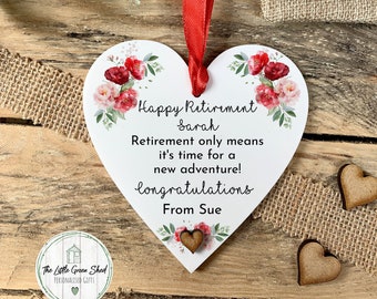 Personalised Retirement Keepsake: Floral Heart Plaque
