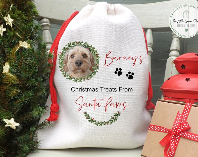 Personalised Dog Christmas Treat Bag, Santa sack, Dog Giftbag, Christmas Sack,