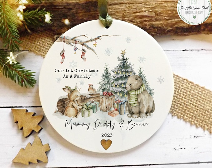 Personalised1st Christmas As A Family Ornament, First Christmas Decoration, Family Christmas Gift, With Giftbag
