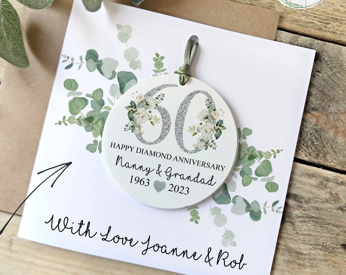Diamond Wedding Anniversary Card, 60th Anniversary gift, Gift for couples, Anniversary card