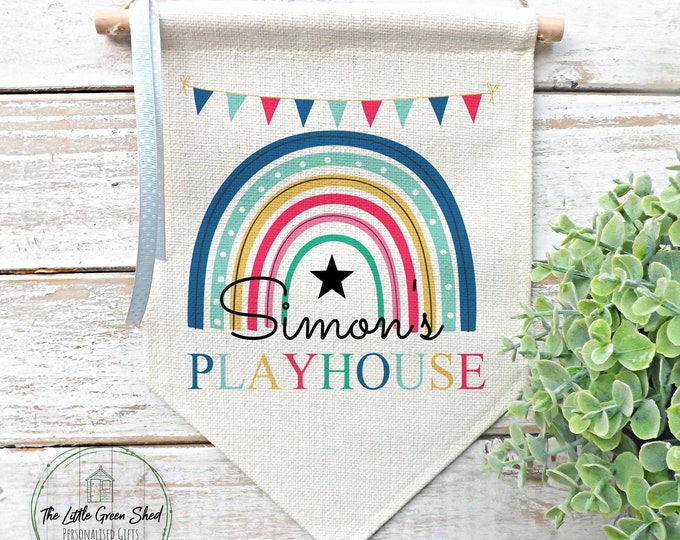 Playhouse Sign, Kids Playhouse Sign, Den Sign, Playhouse Flag, Gift For Him, Children's Room Decor, Birthday Gift, Outdoor Sign