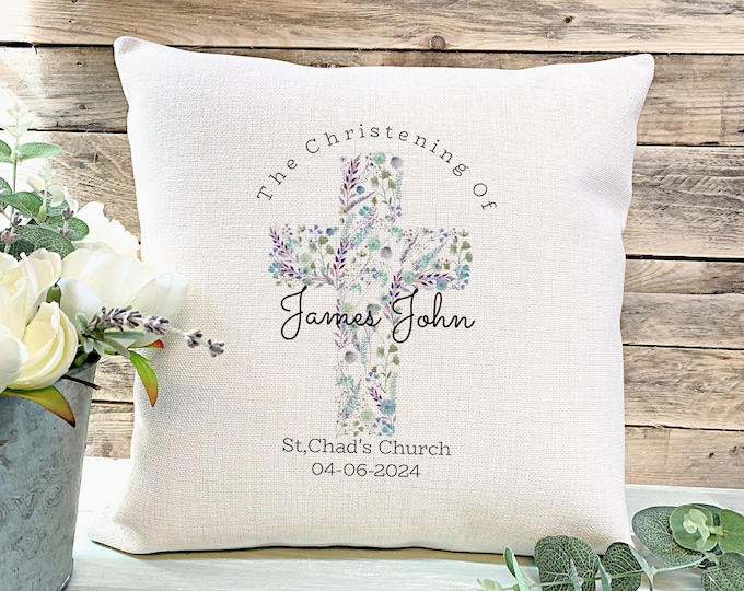 Personalised Christening Gift , Christening Cushion, Goddaughter, Godson Godchild Gift,Christening Day Gift, Baptised Gift, Godparents Gift