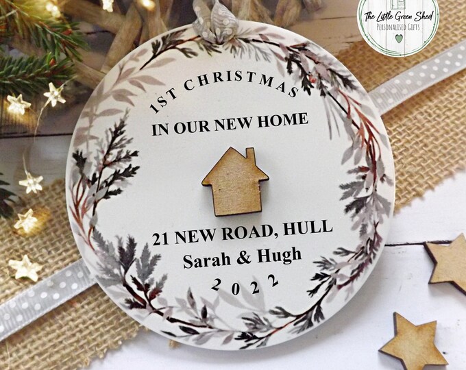 Personalised New Home Christmas Bauble, Our First Christmas Bauble, New Home Christmas Gift, Housewarming Gift, 1st Home Christmas Gift