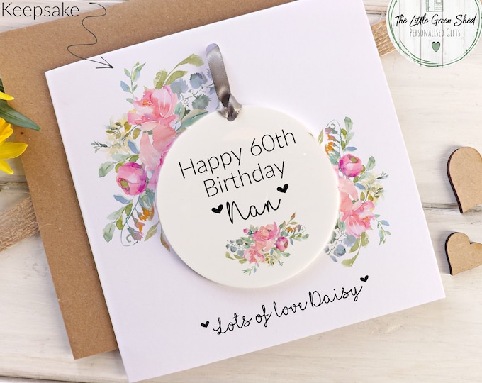 Birthday Card, Any Age Card, Gift for Her, Birthday Age Card, Detachable Keepsake