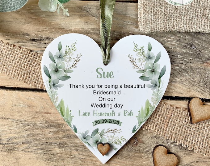 Bridesmaid Gift, Bridesmaid Keepsake, Flower Girl Gift, Hanging Decoration, Heart