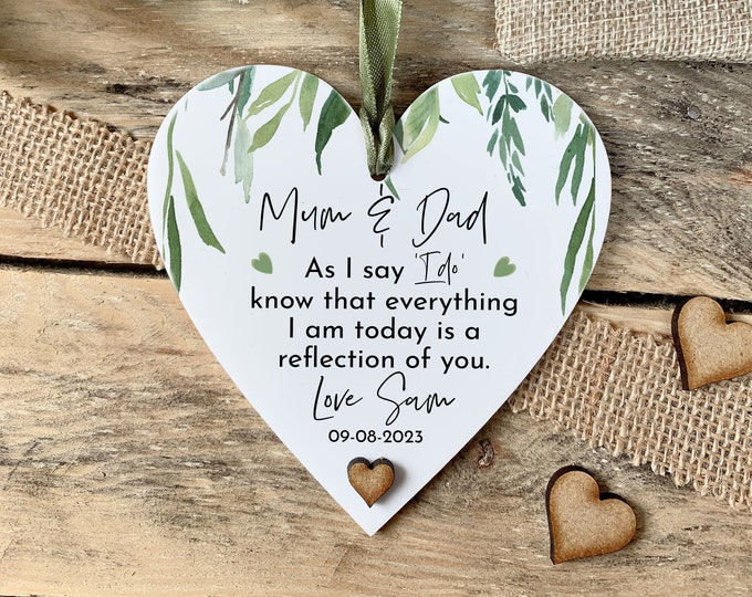 Mum And Dad of the Bride Gift, Acrylic Keepsake, Parents of Bride or Groom Gift, Gifts from Bride, Wedding Day Gift, Inspirational Quote,