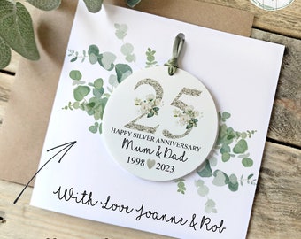 25th Wedding Anniversary Card, Silver Anniversary Gift, 25 Years Married, Silver Wedding Keppsake Card, Mum And Dad Anniversary, Anniversary