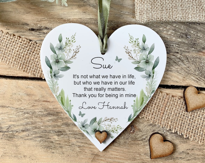 Personalised Thank You Gift, Friend Keepsake. Thank you Gift, It's not what we have in life quote... Heart, Keepsake