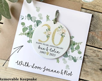 Personalised 30th Pearl Wedding Anniversary Card, Detachable Keepsake Gift Disc