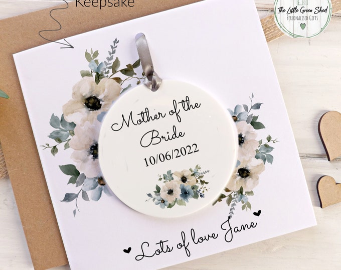 Mother Of The Bride Card, Mother Of The Groom Gift, Hanging Heart Personalised Keepsake