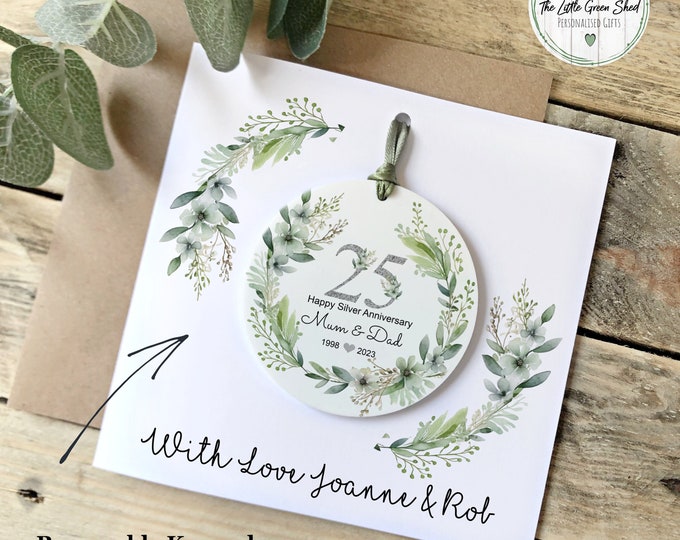 25th Anniversary Card, Silver Wedding Anniversary Card, Gift, Gift for couples, Anniversary card, Keepsake Card, Greetings Card,