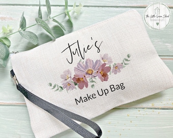 Personalised Make Up Bag, Girls Make Up Bag, Cosmetic Bag, Floral Make Up Bag, Birthday Gift,