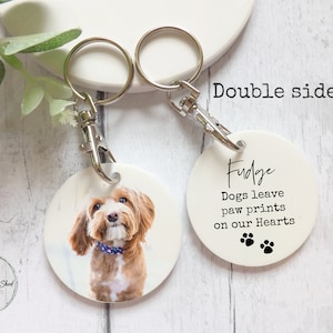 Personalised Dog Photo Keyring, Double Sided Pet Loss Keyring, Dog Remembrance Keepsake Free Giftbag