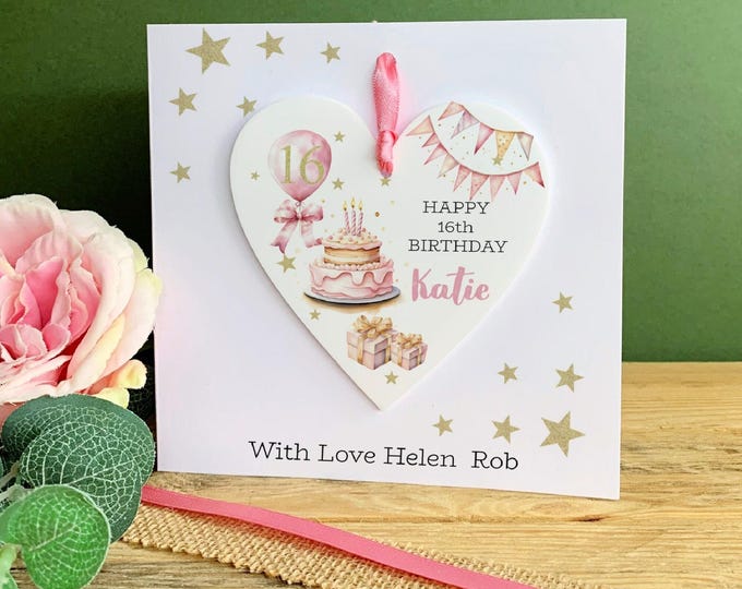 16th Birthday Card for Granddaughter, Detachable Heart Keepsake, Teen Birthday Card Any Age, Daughter Niece Gift