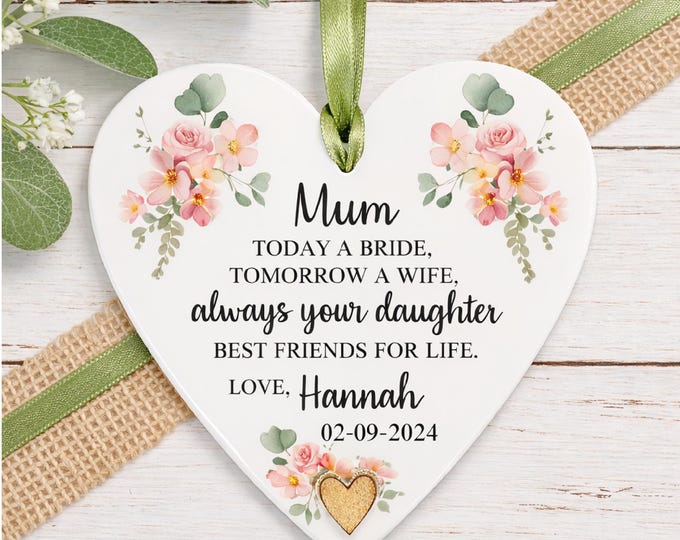 Mother of the Bride Gift from Daughter, Personalised Thank You Keepsake for Mum, Wedding Day Present