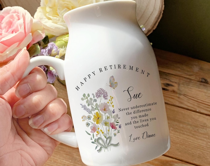Retirement Gift | Leaving gift | Farewell Vase for Colleague | Leaving Party Gift | Personalised Retirement Vase | Work Friend Gift