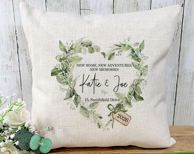 Personalised New Home Gift, Housewarming Gift, Moving In Gift, Home Cushion, Gift for New Homeowners, New Home Keepsake, Gift for Couples
