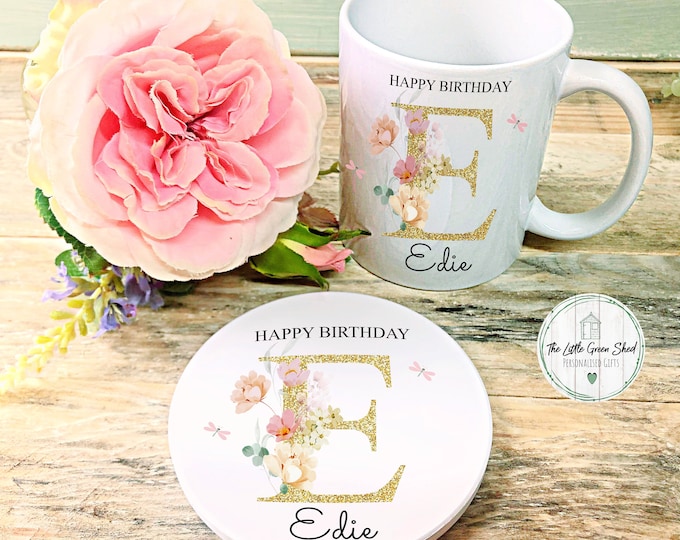 Birthday Gift, Personalised Birthday Mug, Birthday Gift set, Mug And Coaster,Bridesmaid gift, Sister gift, Mum Mug, Gift for Her,