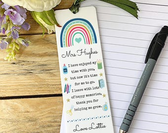 Personalised Teacher Bookmark: Acrylic Rainbow Gift, End of Term Keepsake