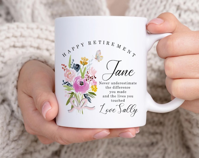 Retirement Gift | Leaving gift | Farewell Mug for Colleague | Leaving Party Gift | Personalised Retirement Tea Cup | Work Friend Gift
