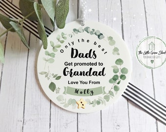 Personalised Grandad Gift, Keepsake, Botanical Design, Dad Gift,  Acrylic Hanging Decoration