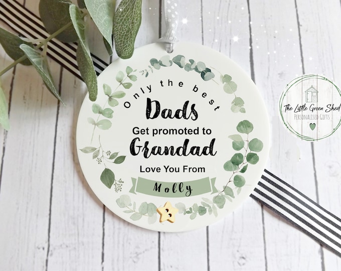 Personalised Grandad Gift, Keepsake, Botanical Design, Dad Gift,  Acrylic Hanging Decoration