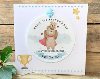 Personalised 1st Father's Day As My Grandad Card Gift Personalised Happy Fathers Day Card Acrylic keepsake Grandad Gramps Gramp Grandpa