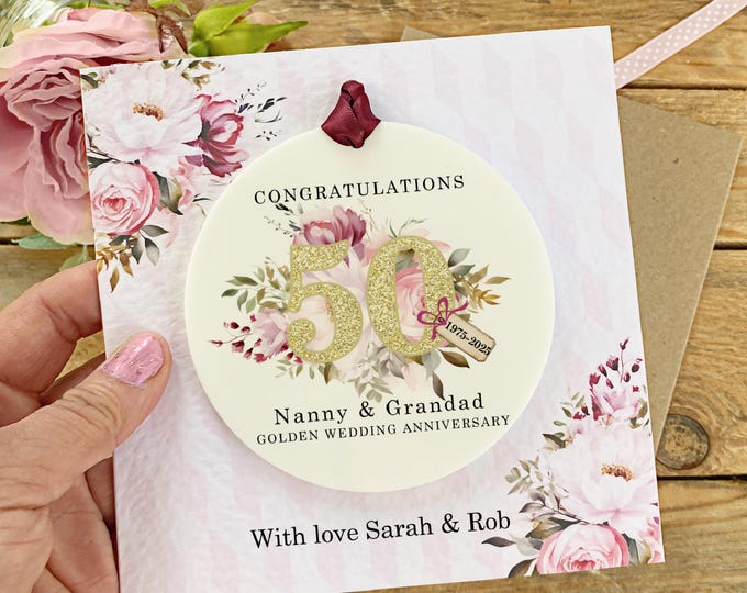 Golden Anniversary Card, 50th Wedding Anniversary Card, Golden Wedding, 50 Years Married, Anniversary Gifts, 50th Anniversary Gift, Keepsake