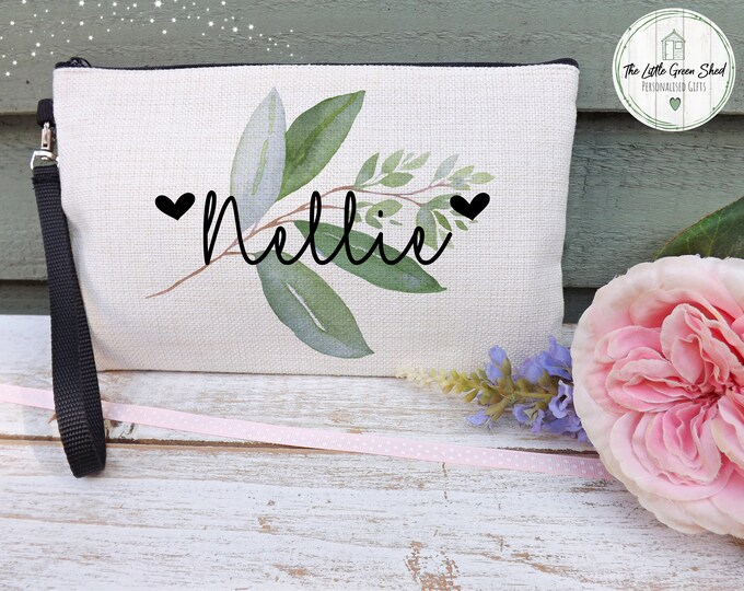 Birthday Gift, Personalised Make up Bag, Travel Bag, Bridesmaid Gift Keepsake Botanical Design