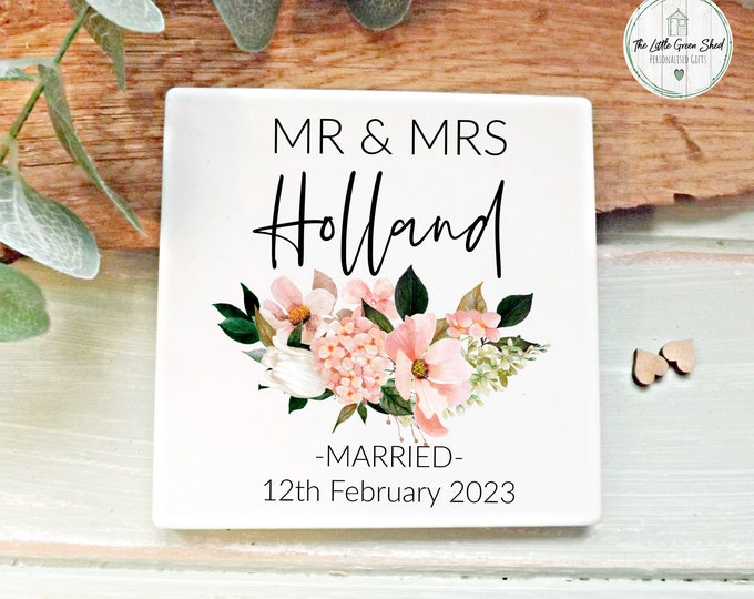 Wedding gift, Wedding Coaster, Wedding gift idea, Couples gift, Mr & Mrs gift, Personalised Coaster