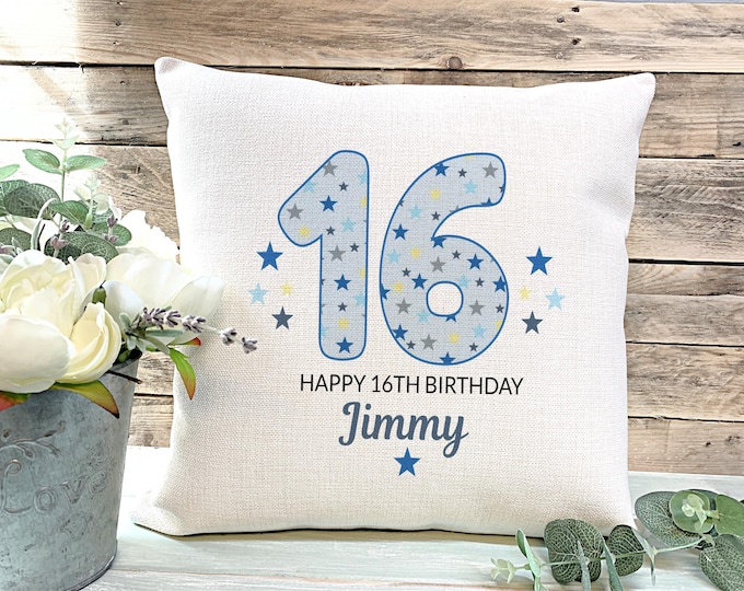 16Th Birthday Gift For Teen Boy, Grandson, Son Nephew, Keepsake, Birthday Cushion, Teen Boy Gift, Any Age Gift