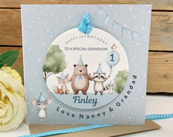 Personalised 1st Birthday Card with Keepsake Gift | First Birthday Card for Son | Grandson 1st Birthday Card | Baby Boy Birthday Card