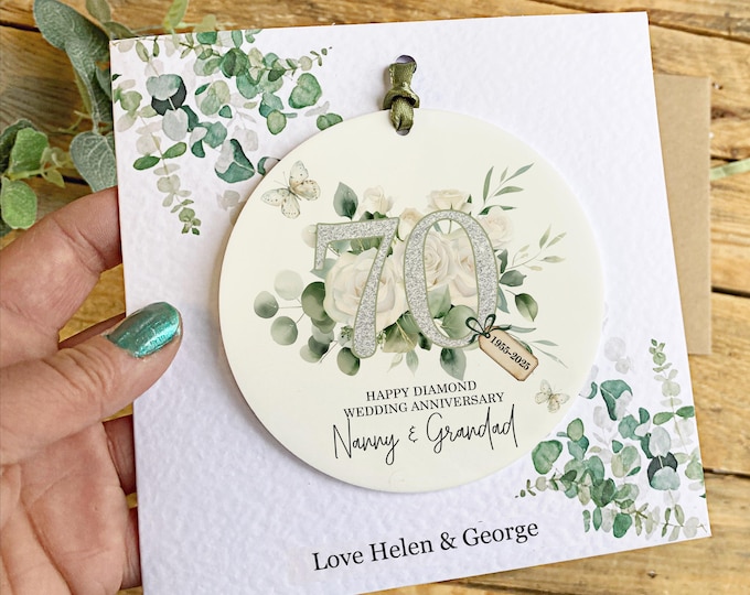 Platinum 70th Wedding Anniversary Card, Personalised Platinum Wedding Anniversary Card, 70th Year Anniversary, 70 Years, Keepsake Card