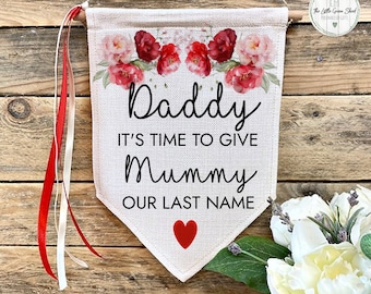 Personalised Wedding Flag: Floral Linen Wedding Sign