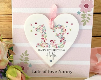 Personalised 13th Birthday Keepsake Card Girl, Gift For Her, 13th Birthday Greeting Card, Gift For Teenager, Daughter Gift