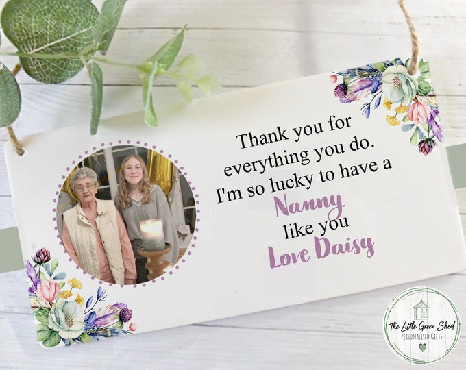 Nanny Gift, Nan Photo Gift, Mother's Day Keepsake, Mum, Gran Plaque, Personalised Photo Plaque.