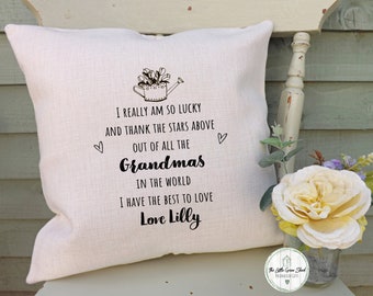 Personalised Grandma Cushion, Mothers Day Gift, Gran Birthday Gift, New Granny Cushion, Nanny Christmas Gift, Gift From Grandchildren,