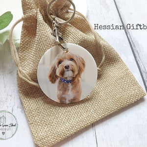 Personalised Dog Photo Keyring, Double Sided Pet Loss Keyring, Dog Remembrance Keepsake Free Giftbag image 2