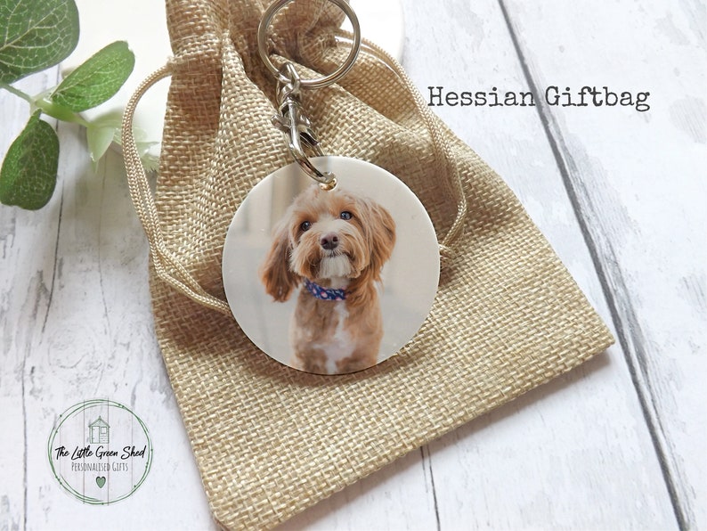 Personalised Dog Photo Keyring, Double Sided Pet Loss Keyring, Dog Remembrance Keepsake Free Giftbag image 2