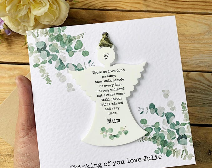 Personalised Sympathy Card Thinking Of You Gift  Acrylic Angel Bereavement Card  Condolence Card Sympathy Gift Sorry For Your Loss Keepsake