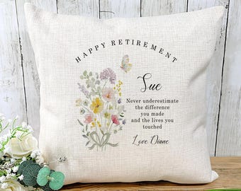 Retirement Gift | Leaving gift | Farewell Cushion for Colleague | Leaving Party Gift | Personalised Retirement Keepsake | Work Friend Gift