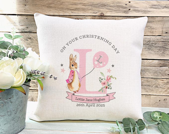 Personalised Girls Christening Gift, Girls Christening Cushion, Baptism Gift, Godchild Gift, Gift For Goddaughter, Christening Gifts