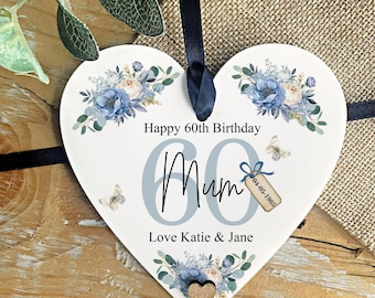 Personalised Happy 60th Birthday Gift Heart Plaque Birthday Gift For Mum Nan Grandma Sister 60th Birthday Gifts 60th Gift Gifts for Her