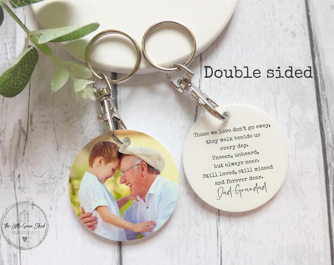 Personalised Photo Keyring Memorial Gift, Bereavement Gift, Lost Love Keepsake, Double Sided In Loving Memory Keyring Free Giftbag