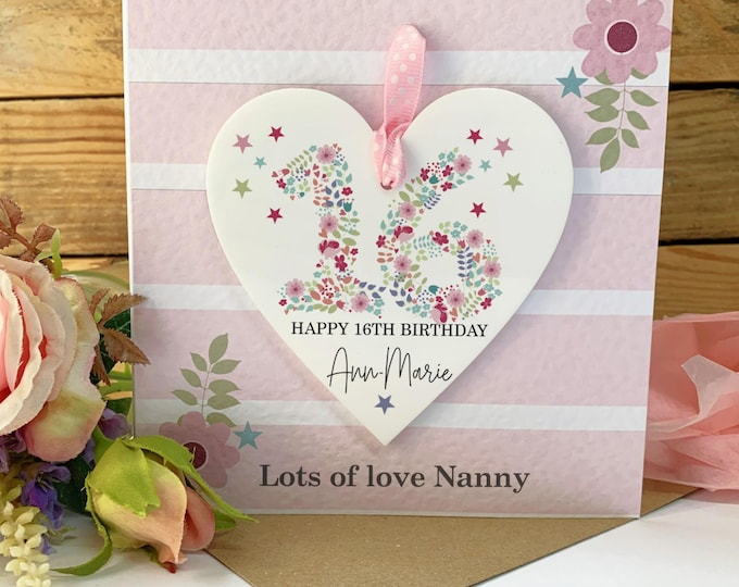 Personalised 16th Birthday Keepsake Card Girl, 16th Birthday Greeting Card, Gift For Teenager