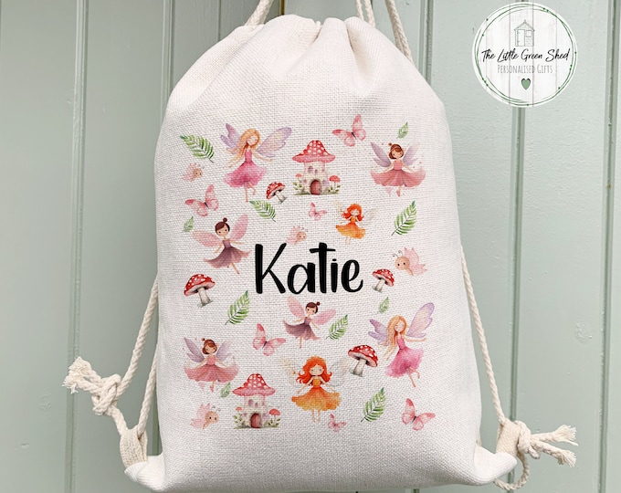 Personalised Drawstring Bag, Children's School Bag, Kids Bag, Girls bag, Ballet Bag, Swimming Bag, Back To School Bag, Fairy Bag