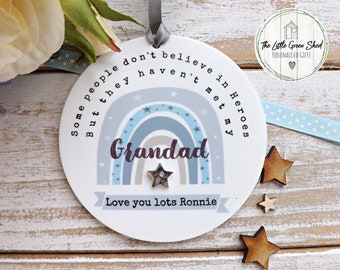 Grandad Gift, Personalised Dad Gift, Father's Day Gift, Uncle, Brother Hanging Keepsake, Rainbow Decoration