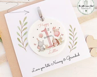 Personalised 1st Birthday Card, Baby Girls 1st Birthday Keepsake, Grandchild Gift, Granddaughter, Niece, Daughter Card, Acrylic Keepsake