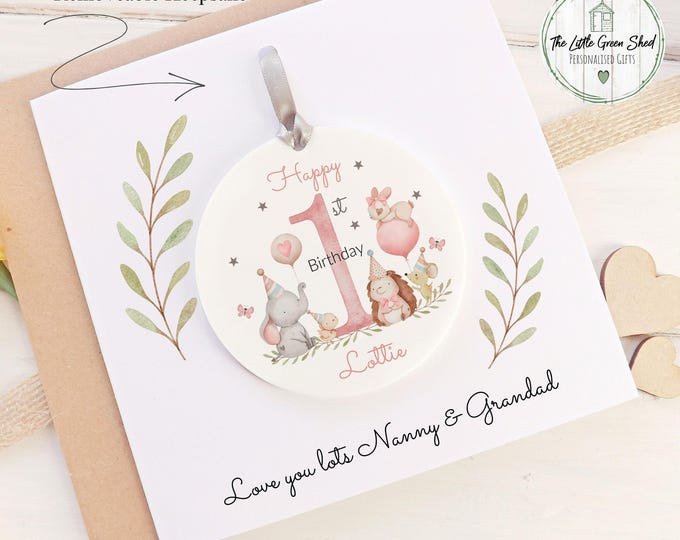 Personalised 1st Birthday Card, Baby Girls 1st Birthday Keepsake, Grandchild Gift, Granddaughter, Niece, Daughter Card, Acrylic Keepsake